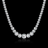 925 Silver Smooth Beads Necklace for Wedding