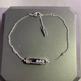 Fine 925 Sterling Silver Double Diamond Pendant Bracelet