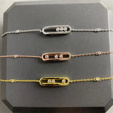 Fine 925 Sterling Silver Double Diamond Pendant Bracelet
