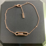 Fine 925 Sterling Silver Double Diamond Pendant Bracelet