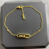 Fine 925 Sterling Silver Double Diamond Pendant Bracelet