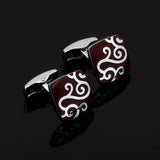 Men's Red Cloud Enamel Cufflinks Silvery Square Cufflinks