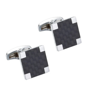 Carbon Fiber Square Cufflinks for Men's Shirts