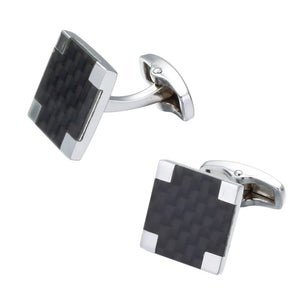 Carbon Fiber Square Cufflinks for Men's Shirts
