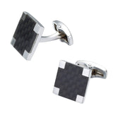 Carbon Fiber Square Cufflinks for Men's Shirts