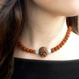 Nepali Rudraksha Aquamarine Pendant Chakra Wrist Cuff