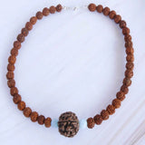 Nepali Rudraksha Aquamarine Pendant Chakra Wrist Cuff