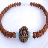 Nepali Rudraksha Aquamarine Pendant Chakra Wrist Cuff