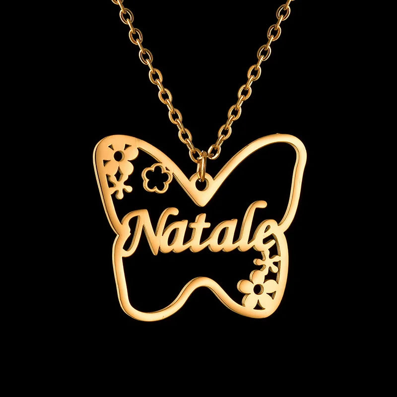 Butterfly Necklace Charm Pendant Stainless Steel Women Birthday Jewelry