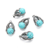 16mm Calaite Stone Beads Dragon Claw Wrap Pendants for Necklace Gothic Jewelry