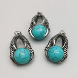 16mm Calaite Stone Beads Dragon Claw Wrap Pendants for Necklace Gothic Jewelry