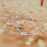 925 Sterling Silver Cat Bell Ankle Bracelet Foot Beach Anklets for Women