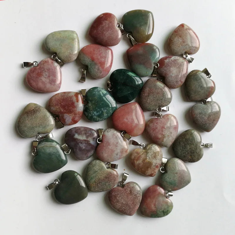 20MM Agates Heart Stone Pendant for Jewelry Making 50pcs/lot