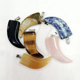 12pcs Mixed Natural Stone Ox Horn Pendants for Jewelry Making