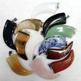 12pcs Mixed Natural Stone Ox Horn Pendants for Jewelry Making