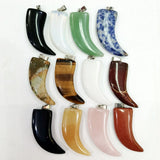 12pcs Mixed Natural Stone Ox Horn Pendants for Jewelry Making