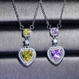 Pink Yellow Citrine Crystal Gemstone Pendant Necklace Silver Choker