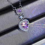 Pink Yellow Citrine Crystal Gemstone Pendant Necklace Silver Choker