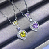 Pink Yellow Citrine Crystal Gemstone Pendant Necklace Silver Choker
