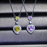 Pink Yellow Citrine Crystal Gemstone Pendant Necklace Silver Choker