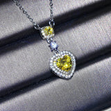 Pink Yellow Citrine Crystal Gemstone Pendant Necklace Silver Choker