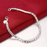 925 Sterling Silver Twisted Rope Chain Bracelets Necklace Jewelry Set
