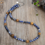 Matte Natural Tiger's Eye Kyanite Picture Stone Necklace
