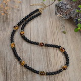 Matte Natural Tiger's Eye Kyanite Picture Stone Necklace