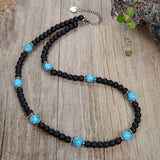 Matte Natural Tiger's Eye Kyanite Picture Stone Necklace
