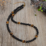 Matte Natural Tiger's Eye Kyanite Picture Stone Necklace