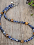 Matte Natural Tiger's Eye Kyanite Picture Stone Necklace