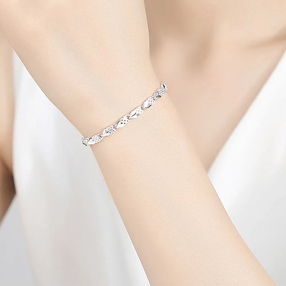 Classical Clover Chain Bracelets for Women Silver Jewelry Bijoux Argent
