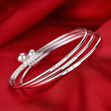 Layered Stackable Bangle Bracelets for Women Silver Jewelry