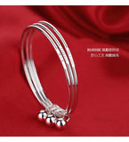 Layered Stackable Bangle Bracelets for Women Silver Jewelry