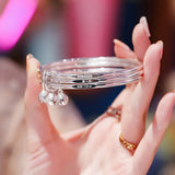 Layered Stackable Bangle Bracelets for Women Silver Jewelry