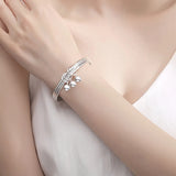 Layered Stackable Bangle Bracelets for Women Silver Jewelry