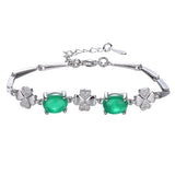Clover Green Jade Emerald Gemstones Diamond Chain Bracelets for Women