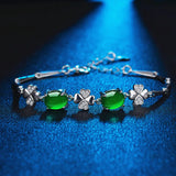 Clover Green Jade Emerald Gemstones Diamond Chain Bracelets for Women