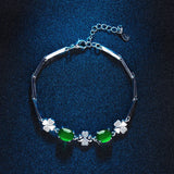 Clover Green Jade Emerald Gemstones Diamond Chain Bracelets for Women
