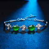 Clover Green Jade Emerald Gemstones Diamond Chain Bracelets for Women