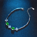 Clover Green Jade Emerald Gemstones Diamond Chain Bracelets for Women