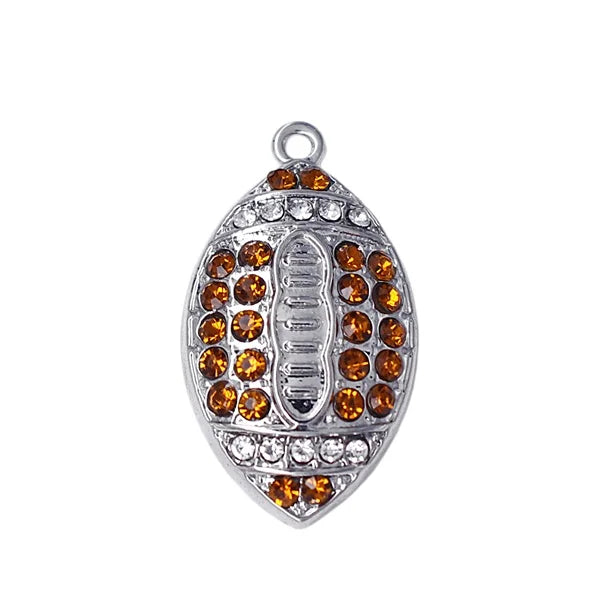 Colorful Rhinestone Crystal Rugby Pendant Sports Balls Jewelry