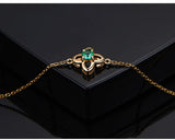Lucky Clover Green Crystal Emerald Gemstone Bracelet 18k Jewelry