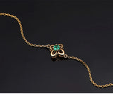 Lucky Clover Green Crystal Emerald Gemstone Bracelet 18k Jewelry