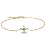 Lucky Clover Green Crystal Emerald Gemstone Bracelet 18k Jewelry