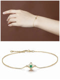Lucky Clover Green Crystal Emerald Gemstone Bracelet 18k Jewelry