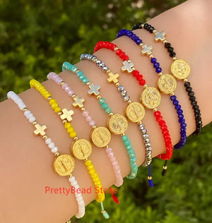 Copper Charm Bracelet 18k Plated Jesus Religious Virgen Mary Bracelet