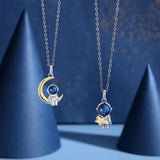 S925 Silver Astronaut Star Moon Couple Necklace Love Anniversary X210