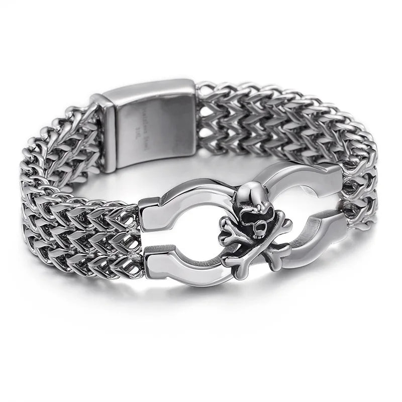 European Men's Titanium Steel Skull Bracelet
