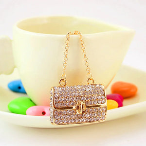 Rhinestone Chain Bag Shape Keychain Women's Accessories